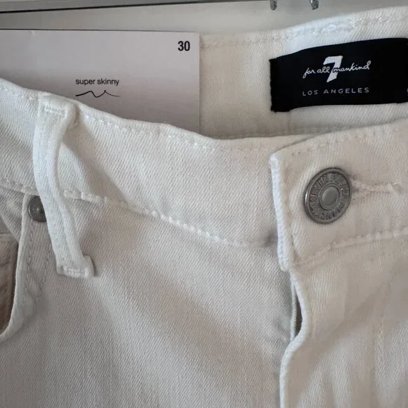 7 For All Mankind White Super Skinny Jeans Size 30 NWT - Picture 2 of 5